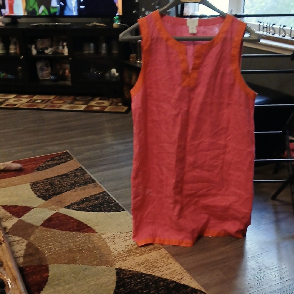Sigrid Olsen Pink and Orange Tank Dress Sleeveless Style